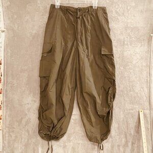 Halara Pants Womens Medium Olive‎ Green Harem Cargo Parachute Nylon Utility